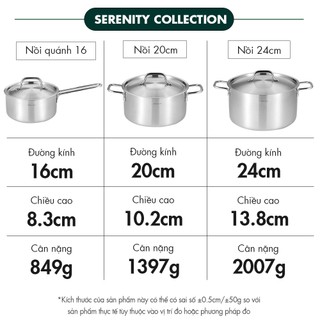 Bộ nồi inox Edelkochen All Day Collection (Quánh 16cm/ Nồi 20cm/ Nồi 24cm)