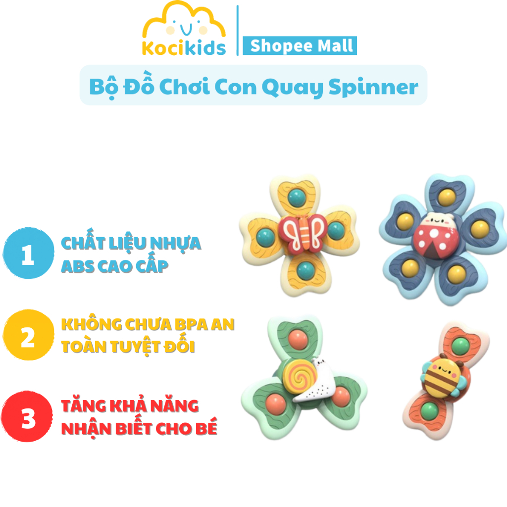Đồ chơi con quay spinner hình côn trùng vui nhộn cho bé - Kocikids