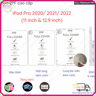 Dán PPF iPad Pro 2020/ M1 2021/ 2022 (11 inch và 12.9 inch) loại trong, nhám cho màn hình, mặt lưng, full viền, 4 viền