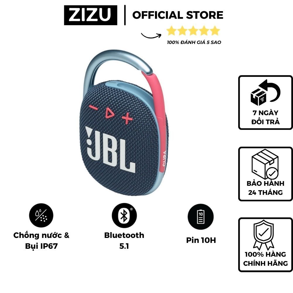 Loa Bluetooth Không Dây JBL Clip 4 Nhỏ Gọn Tiện Lợi Chống Nước IP67 - Chơi Nhạc 10H - Bluetooth 5.1 - Bảo Hành 2 Năm