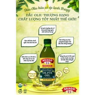 Dầu oliu hữu cơ ép lạnh Bragg 473ml