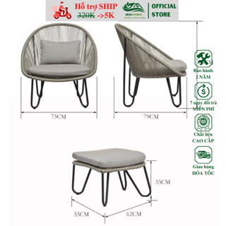 Ghế mây nhựa HEALHOMES chân vuông cao cấp dùng trang trí ban công sân vườn quán cafe