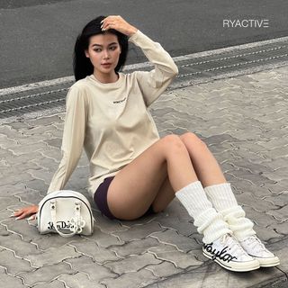 Áo thun tay dài RYACTIVE - BASIC LONGSLEEVES TEE Màu Beige Nhạt