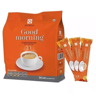 Cà phê trần quang good morning bịch 24 ống màu cam
