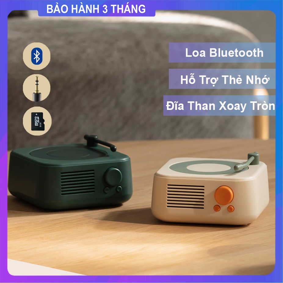 Loa Bluetooth Đĩa Than Phong Cách Cổ Điển | Loa Không Dây Classic Loa Bass Siêu Trầm Kết Nối Thẻ Nhớ, Máy Tính X17