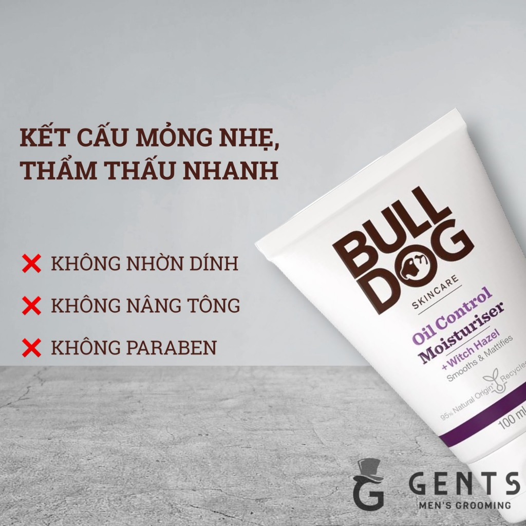 Kem dưỡng ẩm da mặt cho nam có làn da dầu, dễ nổi mụn Bulldog Skincare Oil Control Moisturiser 100ml