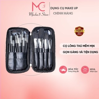 Bộ cọ trang điểm cá nhân Kun 14 cây lông thú siêu mềm chuyên dùng cho makeup kèm ví