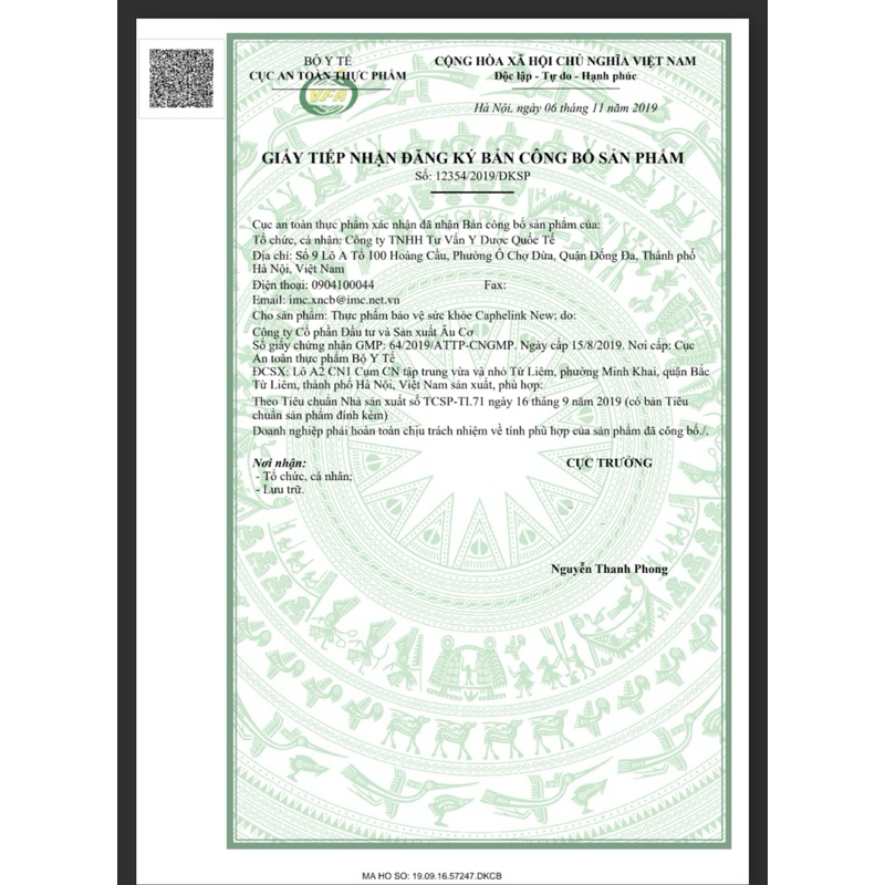 THỰC PHẨM BẢO VỆ SỨC KHOẺ CAPHELINK NEW