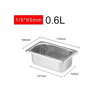 Khay topping inox 1/9, Khay đựng thực phẩm inox 1/9 cao 6.5cm