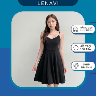 ĐẦM HAI DÂY LITTLE DRESS, chất vải dày dặn có kèm lớp lót, 2 dây có tăng đơ điều chỉnh, Lenavi Fashion