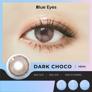 Kính áp tròng Dark Choco Blue Eyes, dòng lens cận sử dụng 6 tháng, giãn tròng vừa, màu nâu socola DAR-CH