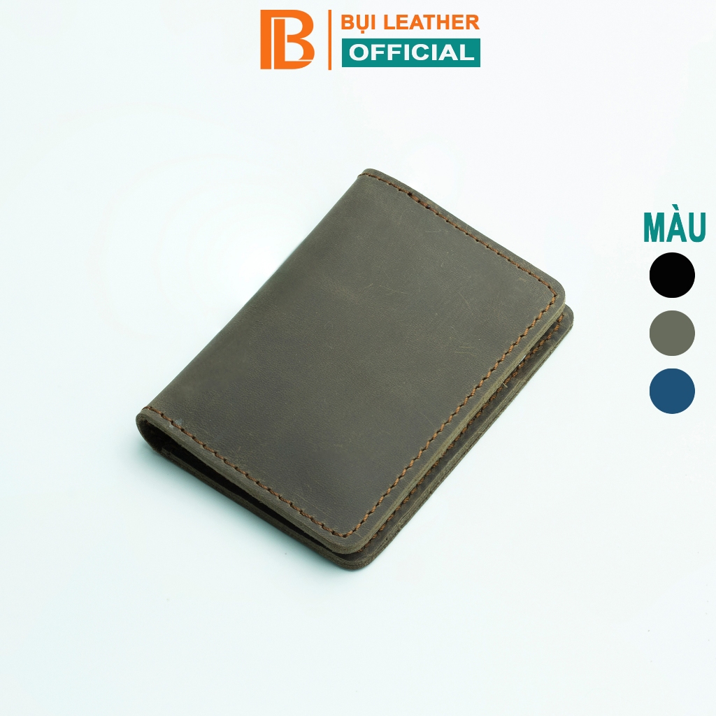 Ví đựng thẻ card holder Bụi Leather V117 da sáp ngựa điên cao cấp