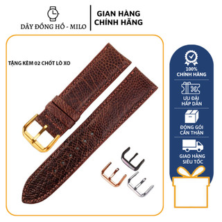 Dây đồng hồ da đà điểu thật cao cấp khóa cài nhiều size 6,8,10,12,13,14,15,16,17,18,19,20,21,22,24,26,28,30mm