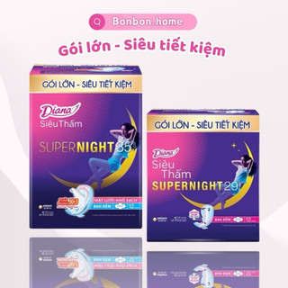 [BVS] Băng vệ sinh Diana Super Night 29/35cm gói lớn 12 miếng siêu tiết kiệm