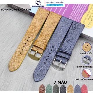 (ĐÀ ĐIỂU MỎNG KHOÁ KIM)Dây Đồng Hồ Nam Nữ Size 12mm-24mm, Dây Đồng Hồ Da Đà Điểu Gắn Chốt Minh Kèm Khóa,Bảo Hành 6 Tháng