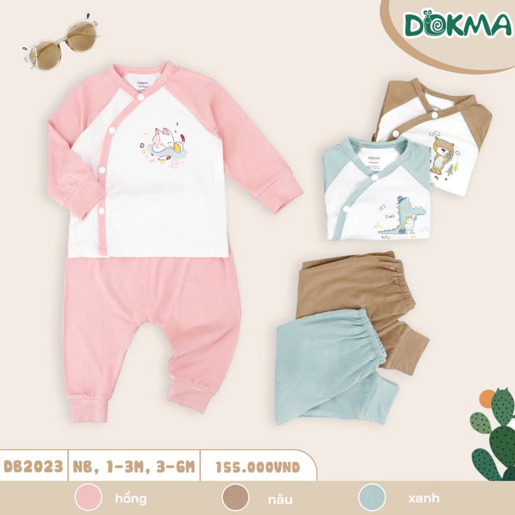 Bộ sơ sinh dài tay cài chéo Dokma/Judoby