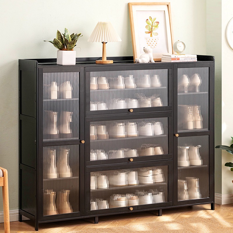 Tủ giày gỗ tre cửa trong suốt 1m, 1m35 decor nhà đẹp - Tủ giày dép nhiều ngăn, Kệ để giày thông minh trang trí nhà đẹp