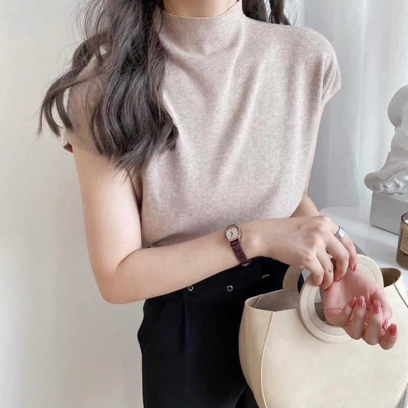 Áo len tay hến ngắn hàng Quảng Châu siêu mềm mịn kiểu dáng basic dễ mix đồ, thời trang nữ A18