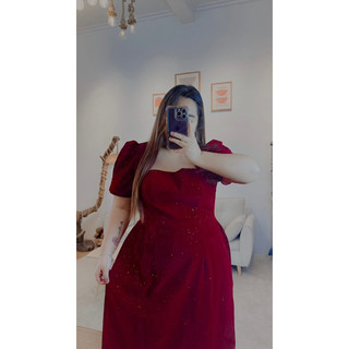 Áo dài nhung đỏ lấp lánh
