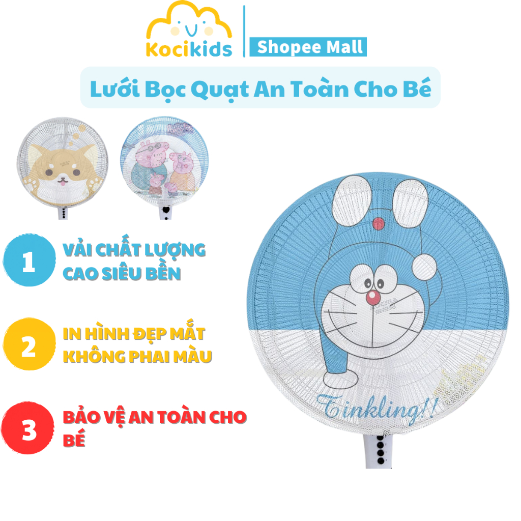 Lưới bọc quạt chống kẹp tay an toàn cho bé có dây rút vô cùng tiện lợi