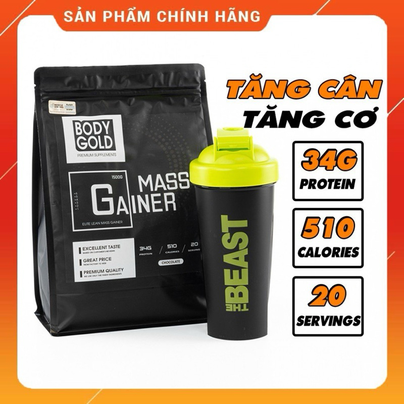 Sữa Tăng Cân Mass Gainer Body Gold 1,5 KG + Tặng Quà Shaker