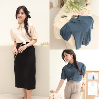  LIN CLOSET  SM47  SƠ MI TAY NGẮN CỔ HOA LIN CLOSET - BST Chocolatie 