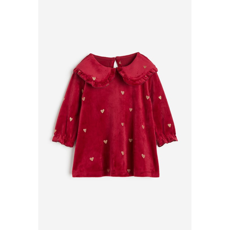 VÁY NHUNG TRÁI TIM ĐỎ HM AUTHENTIC 4M-4Y