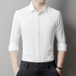 Áo sơ mi nam dài tay trơn dấu cúc phong cách lịch lãm