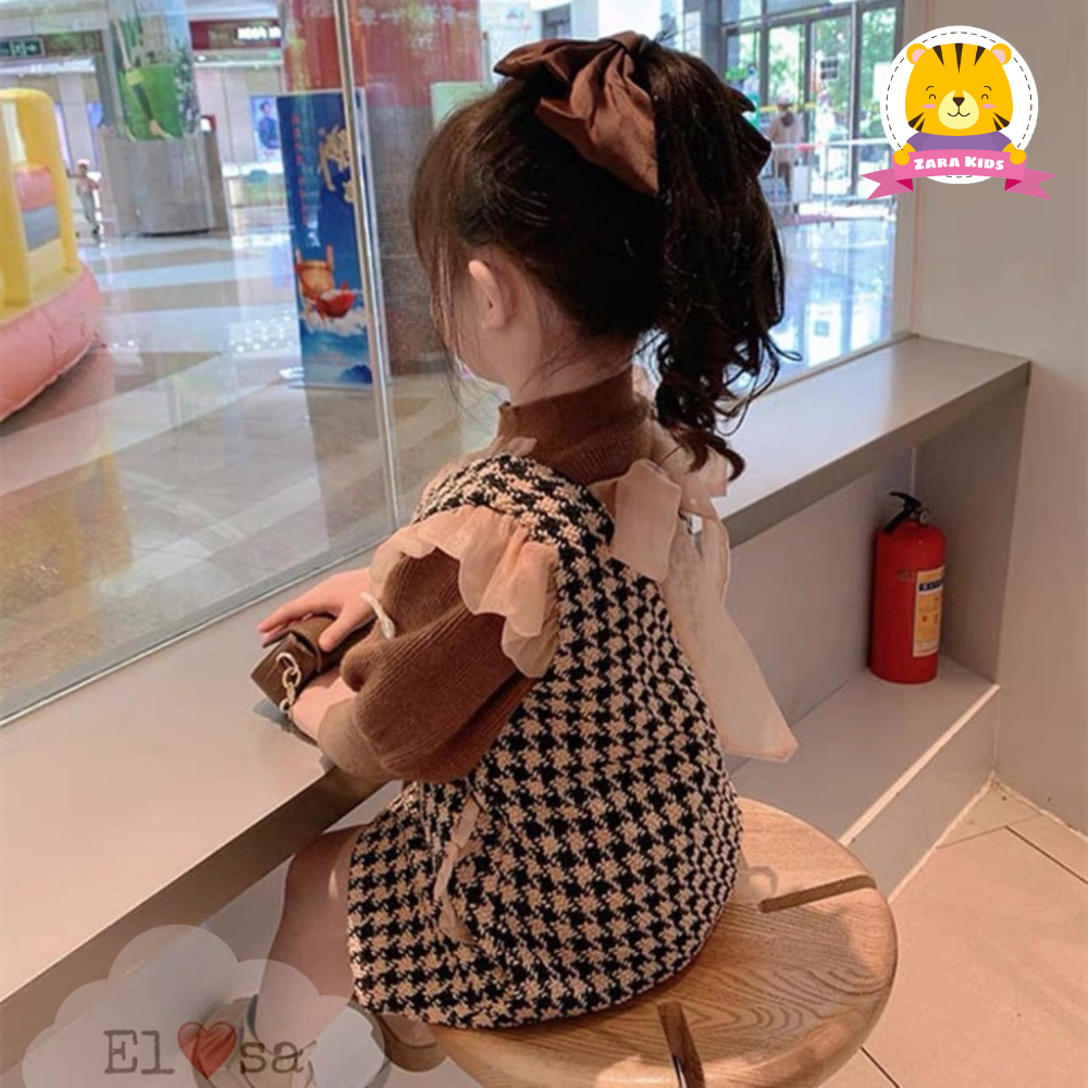 SV04-Váy bé gái - Set 2 món: Váy dạ bánh bèo kèm áo tăm gân siêu xinh cho bé 1-7 Tuổi