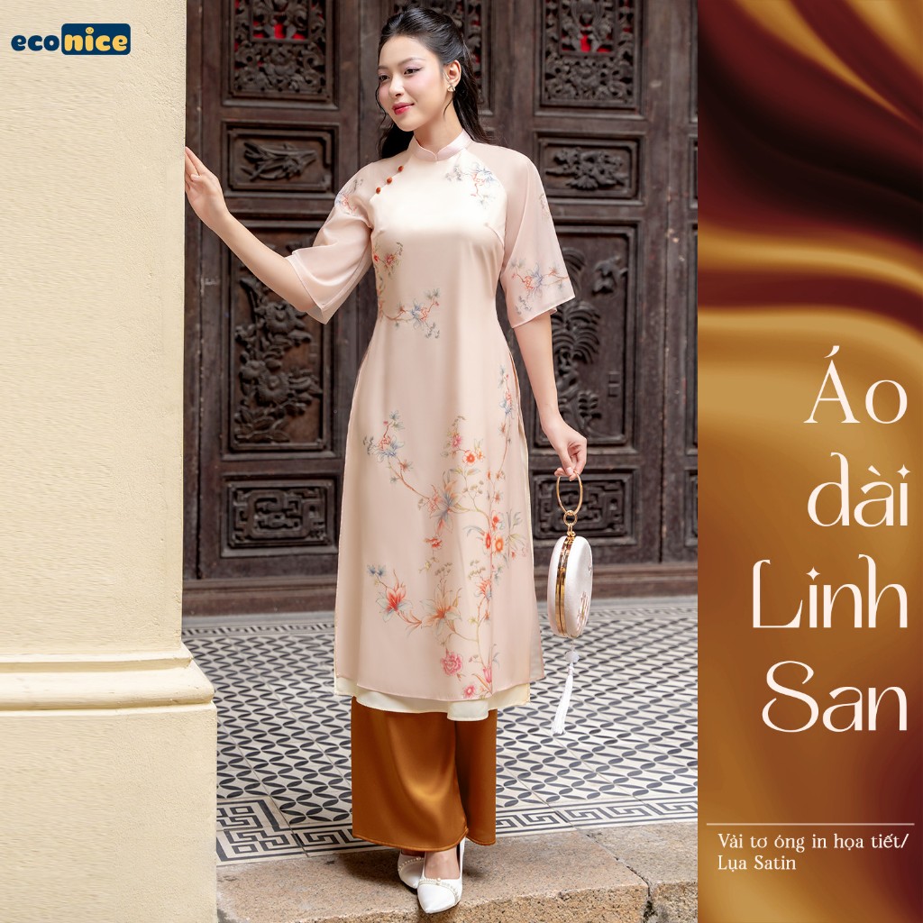 Áo dài tết cách tân cho nữ, áo dài nữ Linh San E3wadw01 Econice 2023