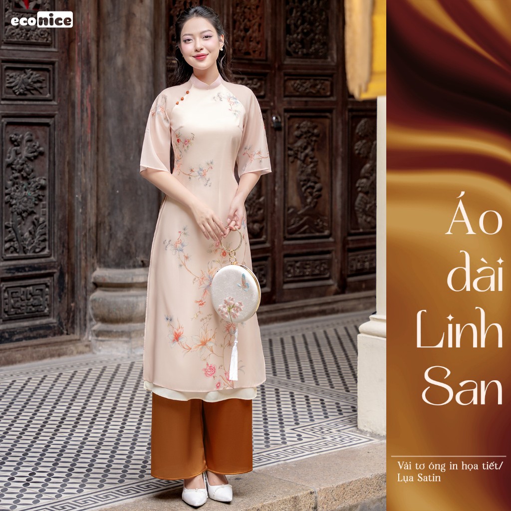 Áo dài tết cách tân cho nữ, áo dài nữ Linh San E3wadw01 Econice 2023