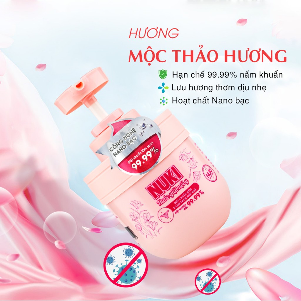 Nước Giặt Đồ Lót Chuyên Dụng Nuki Giúp Làm Sạch, Hạn Chế Nấm Khuẩn 99% An Toàn Cho Da Nhạy Cảm 300ml