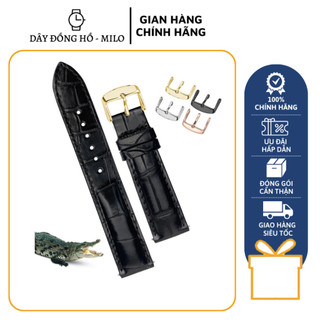 Dây đồng hồ da cá sấu thật cao cấp khóa cài nhiều size 6,8,10,12,13,14,15,16,17,18,19,20,21,22,24,26,28,30mm