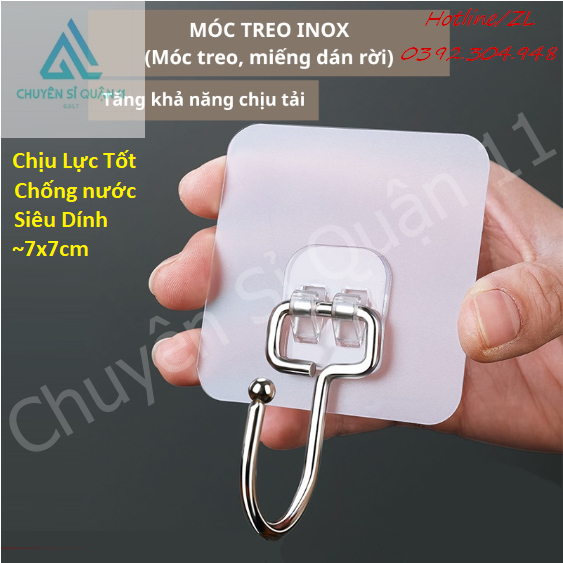 Móc Inox dán tường Trong suốt chịu lực tốt, móc treo đồ dán tường nhà bếp, nhà tắm...