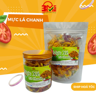 Mực xé lá chanh, khô mực xé sợi tẩm gia vị lá chanh 3M Mart đặc sản Phan Thiết, khô mực ăn vặt ngon loại 1