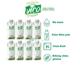  Combo 8 Hộp Nước Dừa Tươi ACP Vico Fresh 330ml - Vị Xiêm 
