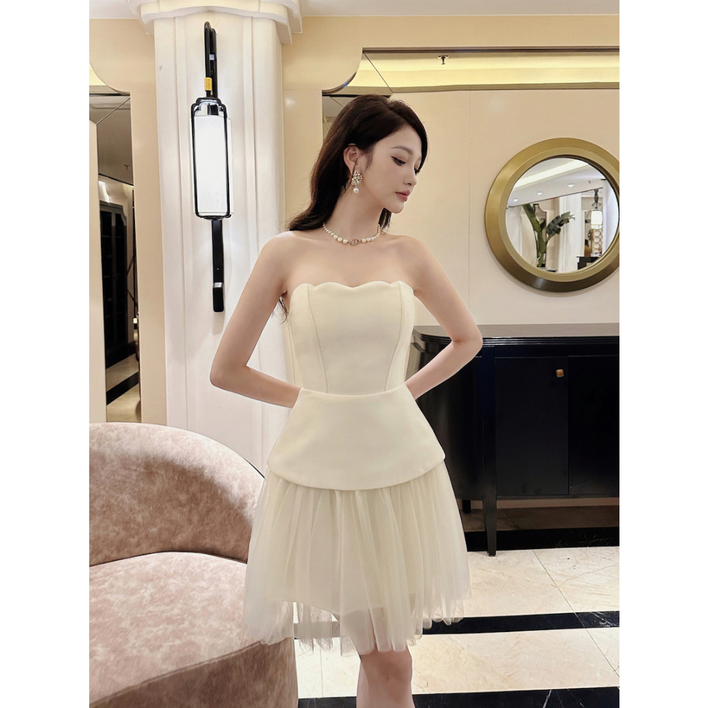 Somee studio Amarie dress Váy quây tafta phối lưới tutu