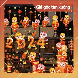 Decal trang trí tết có sẵn keo dán happy new year ny998