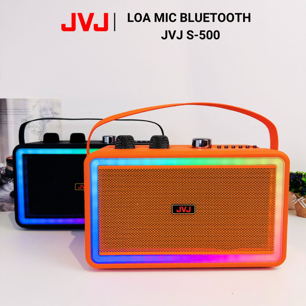 Loa karaoke bluetooth 2 Mic S500 JVJ Không Dây, Công Suất 20W, Âm Thanh Sống Động, Đèn Nháy Theo Nhạc - BH 6 Tháng