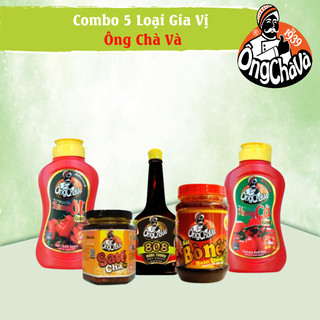 Combo 5 loại gia vị ông chà và (tương ớt + tương cà gold 290gr, nước tương 808 - 200ml, số bò né 220gr, sa tế chà 90gr)