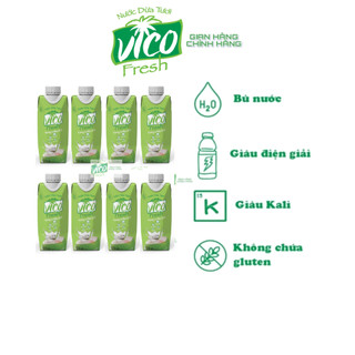 Combo 8 hộp nước dừa tươi acp vico fresh 330ml - vị dừa dứa