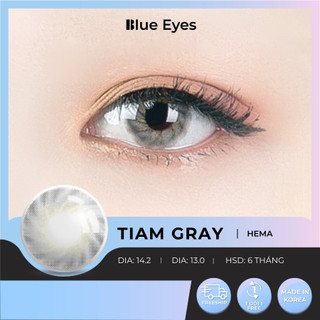 Kính áp tròng Tiam Gray Blue Eyes, dòng lens cận sử dụng sáu tháng, giãn tròng vừa, màu xám tây TIA-GR