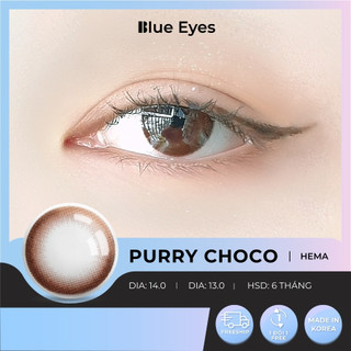 Kính áp tròng Purry Choco Blue Eyes, dòng lens cận sử dụng sáu tháng, giãn tròng vừa, màu nâu hồng tím PUR-CH