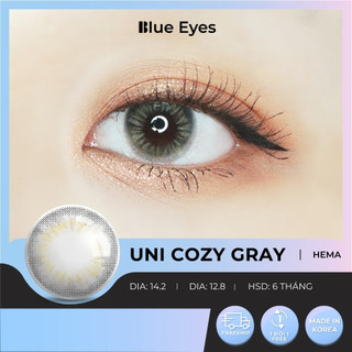 Kính áp tròng Uni Cozy Blue Eyes, dòng lens cận sử dụng sáu tháng, giãn tròng to, màu xám rêu phối nâu tây UNI-GR-BR-B01