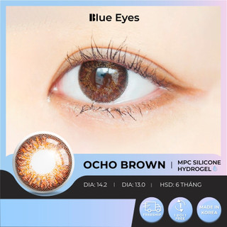 Kính áp tròng Ocho Brown Blue Eyes, dòng lens thở sử dụng sáu tháng, giãn tròng to, màu nâu đồng OCH-BR
