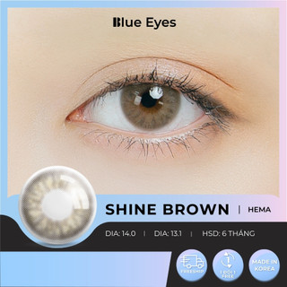 Kính áp tròng Shine Brown Blue Eyes, dòng lens cận sử dụng sáu tháng, giãn tròng to, màu nâu đất SHI-BR