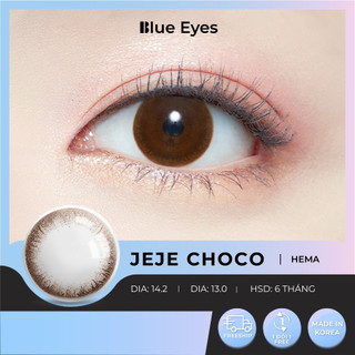 Kính áp tròng Jeje Choco Blue Eyes, dòng lens thở sử dụng sáu tháng, giãn tròng to, màu nâu tự nhiên JEJ-CH