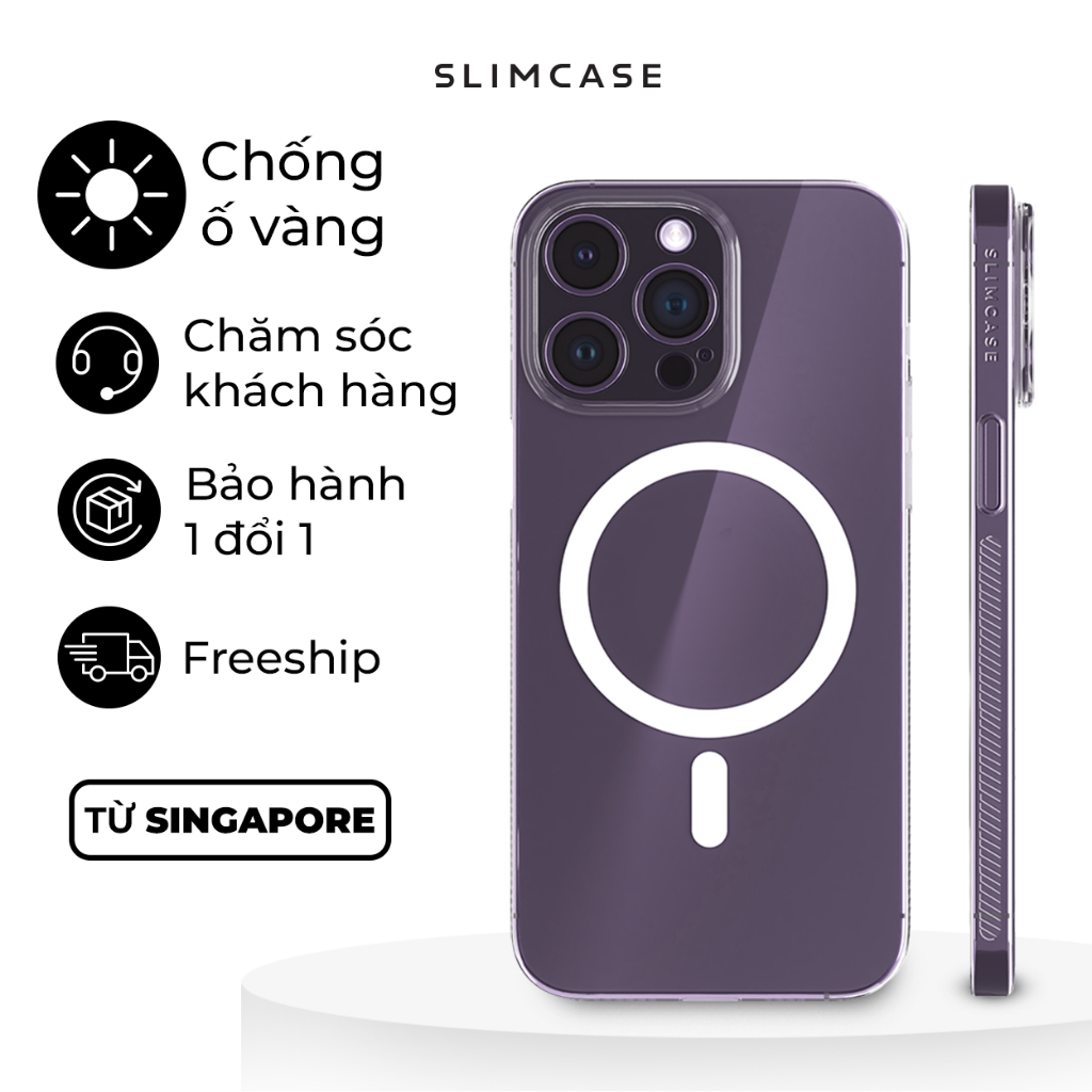 Ốp lưng điện thoại siêu mỏng Slimcase Unique cho 13/14/15 series. Trong suốt không ố vàng