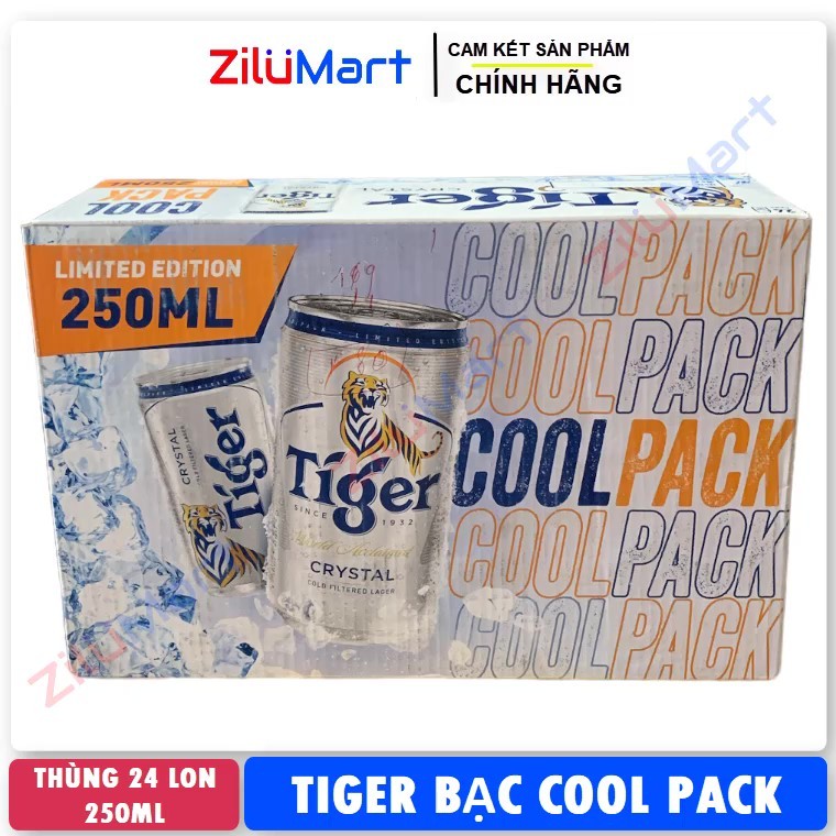 Bia Tiger Bạc Cool Pack (thùng 24 lon) loại 250ml