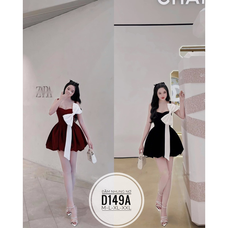 BIGSIZE Đầm nhung nơ D149A